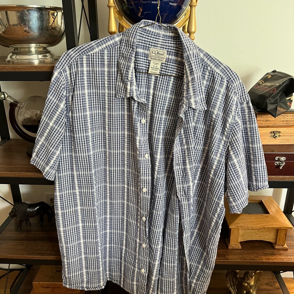 L.L. Bean Blue Casual Button Down Shirt